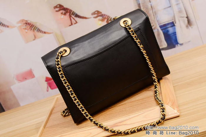 COACH蔻馳 26851 新款拼色 鏈條單肩斜挎女包 光面羊皮 內裏全反毛皮  Chz1023